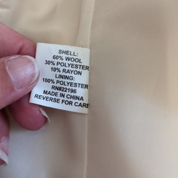 Jason Kole cream wool blend winter coat size XS petite - Picture 6 of 7